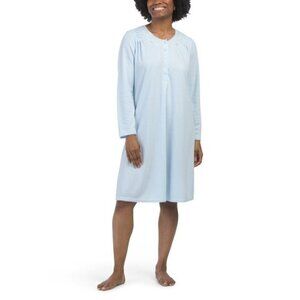 Miss Elaine Size Large Honeycomb Textured Long Sleeve Nightshirt Gown NEW